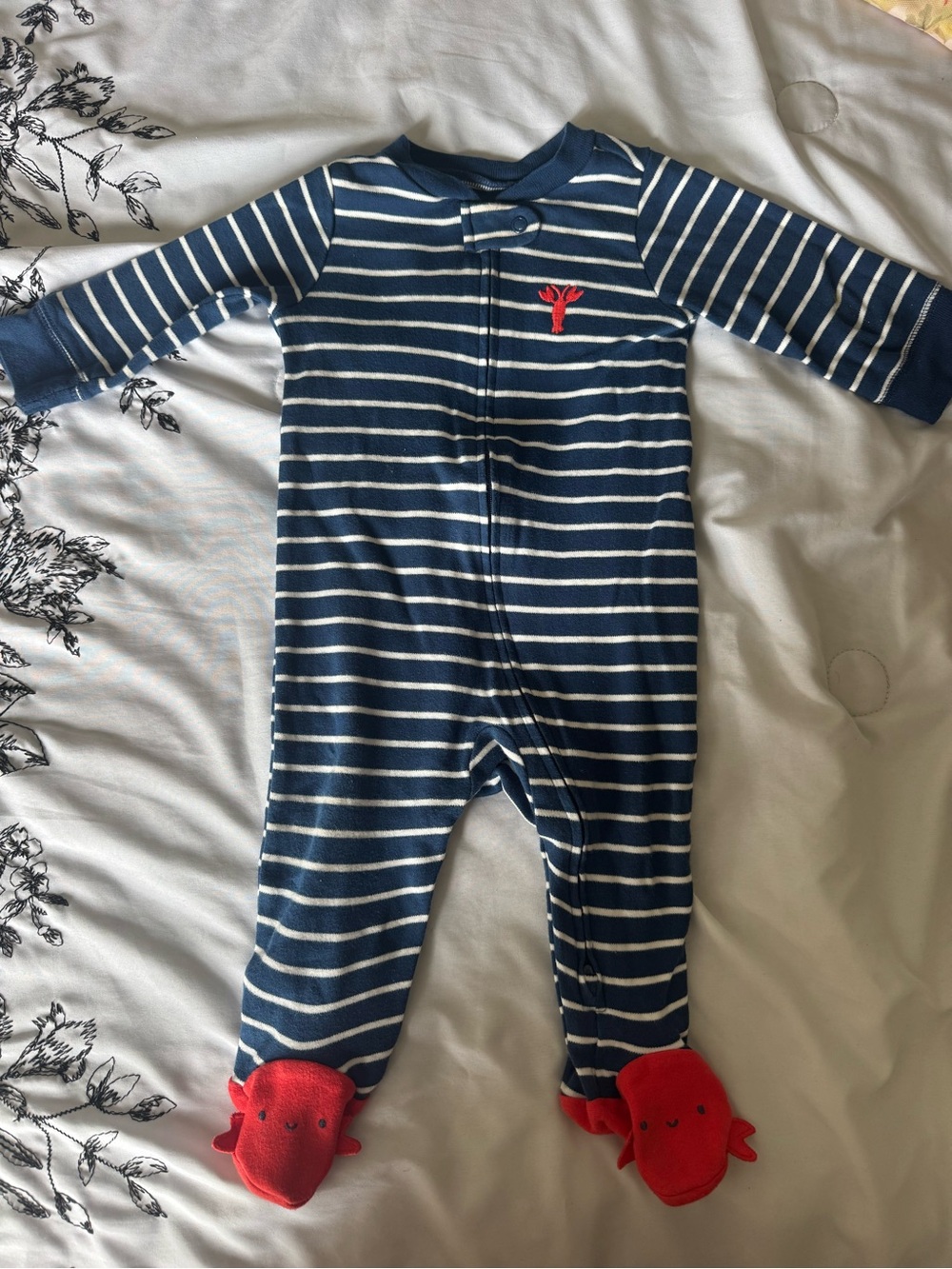 Carter’s Nautical Striped Lobster Footie Pajamas 6M One Piece